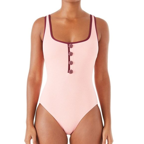 NWT! Kate Spade Shell Pink Textured One Piece Swimsuit NEW! - Picture 1 of 3